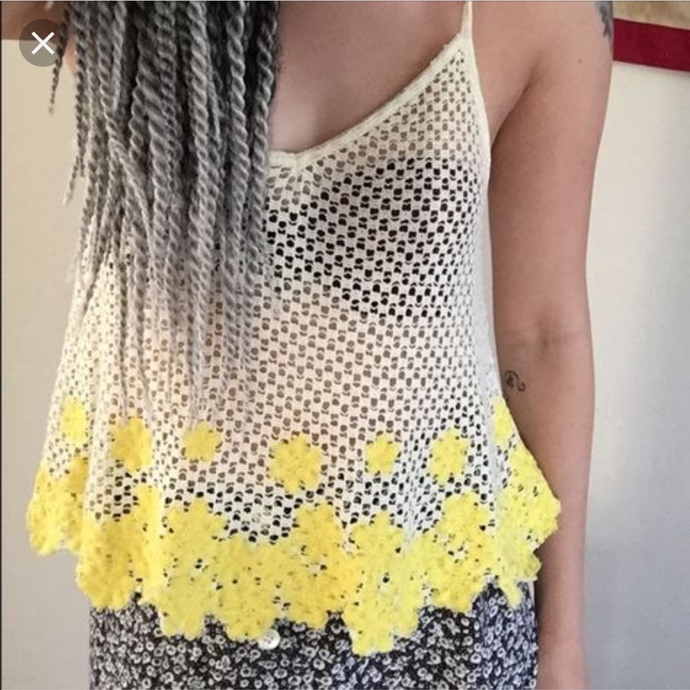 Free people floral crochet tank